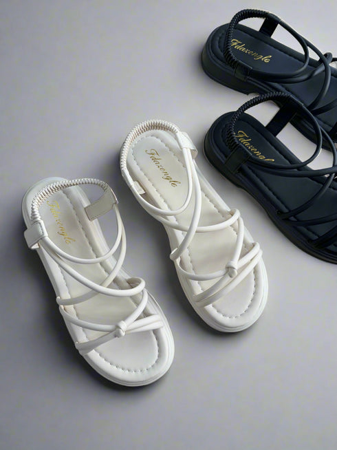 Multi Strap Sling Open Toe Flat
